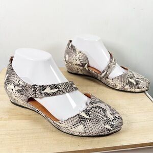 Lamour Des Pieds Leather Low Wedges Beriyn Snake 8M